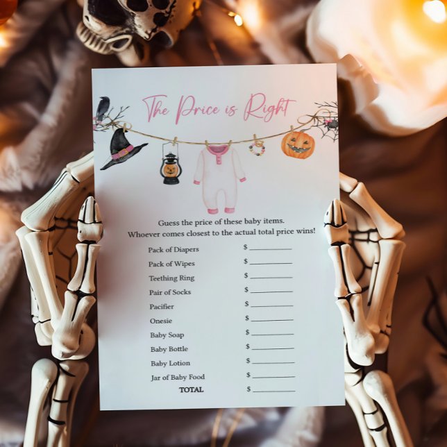 ピンクの小さなブーブハロウィーン価格は正しいゲーム (Halloween Baby Clothes Baby Shower The Price is Right Game)