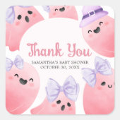 ピンクの小さなブーブハロウィーン赤ちゃんシャワー スクエアシール (正面)