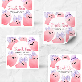 ピンクの小さなブーブハロウィーン赤ちゃんシャワー スクエアシール