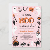 ピンクの小さなブーブハロウィーン赤ちゃんシャワー 招待状 (正面)
