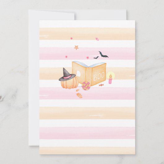 ピンクの小さなブーブハロウィーン赤ちゃんシャワー 招待状 (裏面)