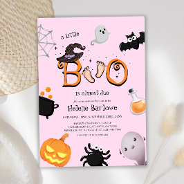 ピンクの小さなブーブハロウィーン赤ちゃんシャワー 招待状