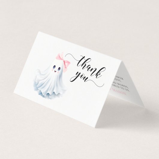 ピンクの小さなブーブベイビーシャワー折り畳み感謝 (正面)