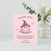 ピンクの小さなブーブベビーシャワーサンキューカード (スタンド正面)