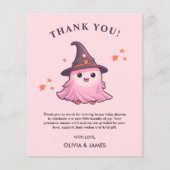 ピンクの小さなブーブベビーシャワーサンキューカード (正面)