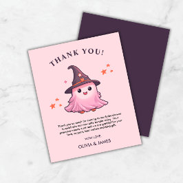 ピンクの小さなブーブベビーシャワーサンキューカード