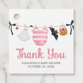 ピンクの小さなブーブベビーシャワースクエア フェイバータグ (正面)