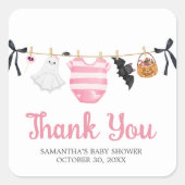 ピンクの小さなブーブベビーシャワー スクエアシール (正面)