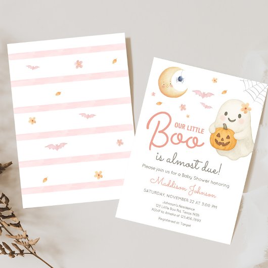 ピンクの小さなブーブベビーシャワー 招待状