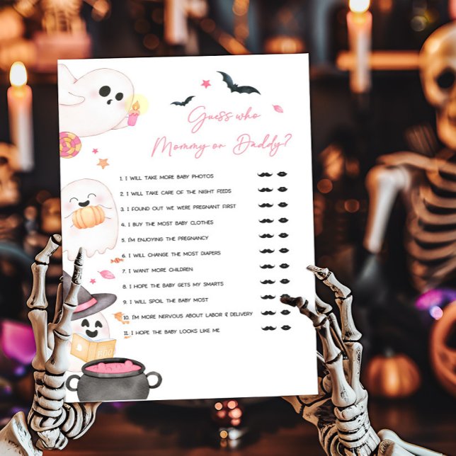 ピンクの小さなブー誰がママまたはパパのゲームを推測 (Pink Little Boo Baby Shower Guess who Mommy or Daddy Game)