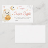 ピンクの小さなブー赤ちゃんシャワーおむつラッフル エンクロージャーカード (正面/裏面)