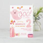 ピンクの小さなブー2ハロウィーン2回目の誕生日 招待状 (スタンド正面)