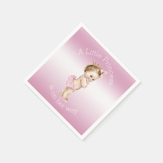 ピンクの小さなプリンセスの赤ちゃんシャワー スタンダードカクテルナプキン (角)