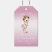 ピンクの小さなプリンセスの赤ちゃんパーソナライズされたシャワー ギフトタグ (正面)
