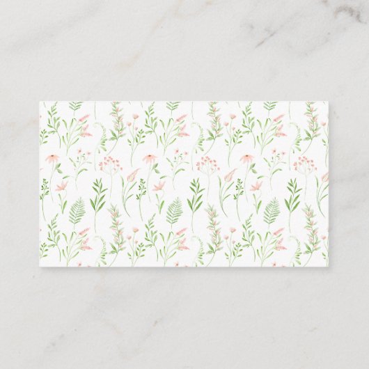 ピンクの小さなワイルドフラワーベビーシャワーオムツラッフル エンクロージャーカード (裏面)