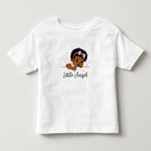 ピンクの小さな天使の翼アフリカ系アメリカ人のベビーガール トドラーTシャツ