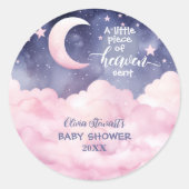 ピンクの小さな天国が赤ちゃんシャワーを送った ラウンドシール (正面)