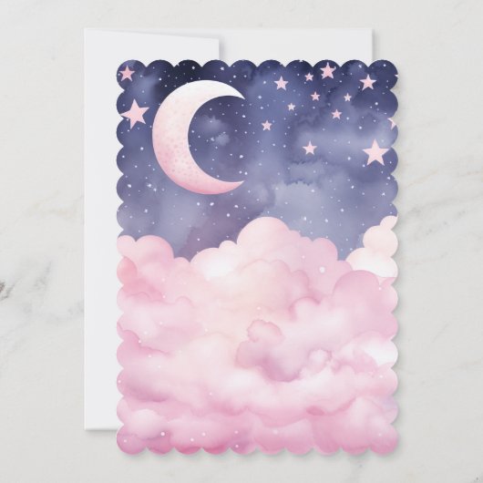 ピンクの小さな天国が赤ちゃんシャワーを送った 招待状 (裏面)