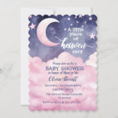 ピンクの小さな天国が赤ちゃんシャワーを送った 招待状 (正面)