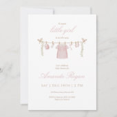 ピンクの小さな女の子のベビーシャワー招待状 招待状 (正面)