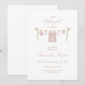 ピンクの小さな女の子のベビーシャワー招待状 招待状 (正面/裏面)