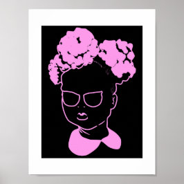 ピンクの小さな女の子：ミンクピンクパフ ポスター