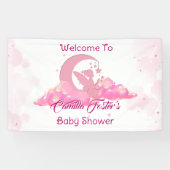 ピンクの小さな妖精の雲の赤ちゃんシャワーへようこそ 横断幕 (横)