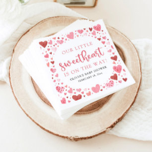 ピンクの小さな恋人のバレンタインデー赤ちゃんシャワー スタンダードカクテルナプキン