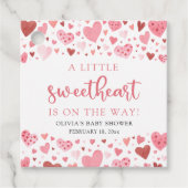 ピンクの小さな恋人のバレンタインデー赤ちゃんシャワー フェイバータグ (正面)