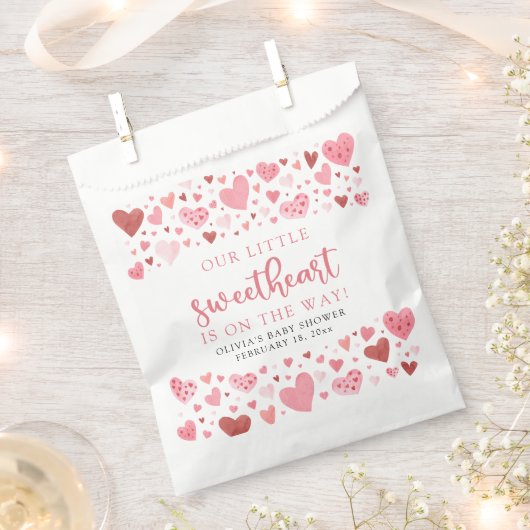 ピンクの小さな恋人のバレンタインデー赤ちゃんシャワー フェイバーバッグ (クリップ留めされた状態)