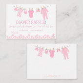 ピンクの小さな服おむつラッフルチケット エンクロージャーカード (正面/裏面)