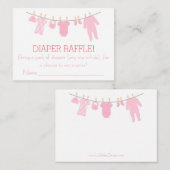ピンクの小さな服おむつラッフルチケット エンクロージャーカード (正面/裏面)