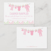 ピンクの小さな服おむつラッフルチケット エンクロージャーカード (正面/裏面)