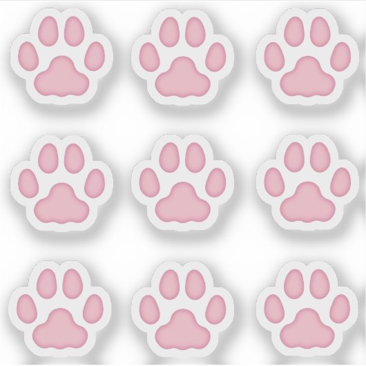 ピンクの小さな猫の足跡スタッカー シール (正面)