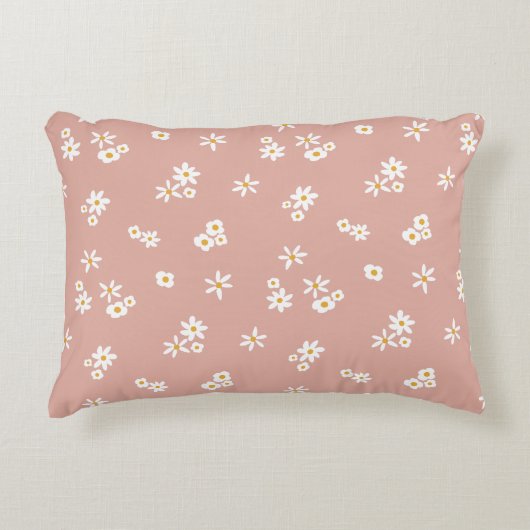 ピンクの小さな白い花 – シームレスなパターン。 アクセントクッション (正面)