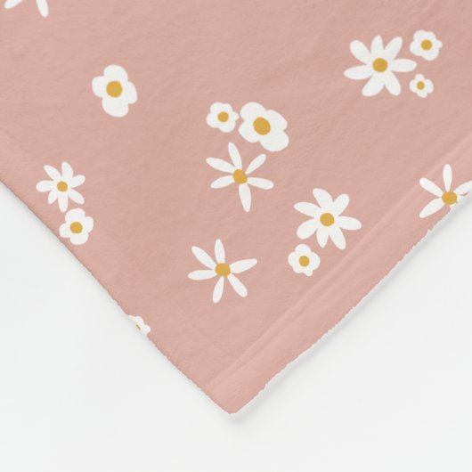 ピンクの小さな白い花 – シームレスなパターン。 フリースブランケット (角)