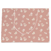 ピンクの小さな白い花 – シームレスなパターン。 ラージペーパーバッグ (正面)