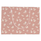 ピンクの小さな白い花 – シームレスなパターン。 ラージペーパーバッグ (裏面)