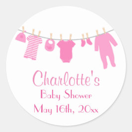 ピンクの小さな衣服赤ちゃんシャワーのシール ラウンドシール