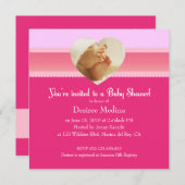ピンクの小さな足が女の子のためのベビーシャワー 招待状 (正面/裏面)