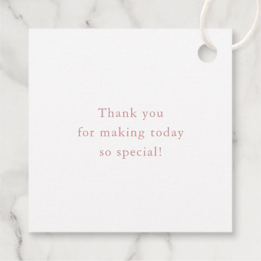 ピンクの小さな野の花 ラスティック ボーホー ベイビーシャワー フェイバータグ (裏面)