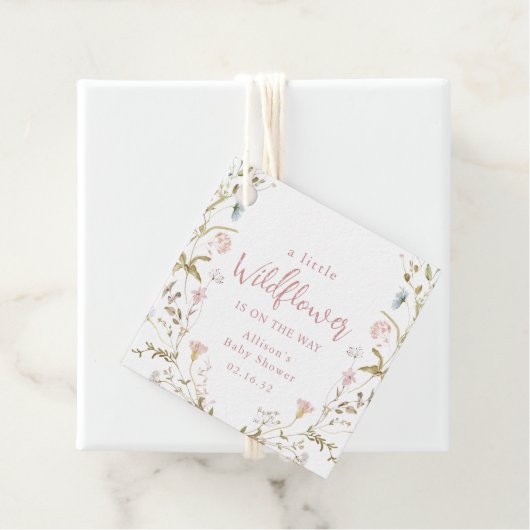 ピンクの小さな野の花 ラスティック ボーホー ベイビーシャワー フェイバータグ (インサイチュ)