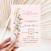 ピンクの小さな野生の花の赤ちゃん女の子シャワー 招待状