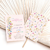 ピンクの小さな野生の花の赤ちゃん女の子シャワー 招待状