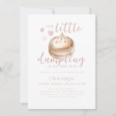 ピンクの小さな餃子の水の色ベビーシャワー 招待状 (正面)