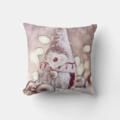 ピンクの小人の雪の上のヴィンテージの絵 クッション (正面)