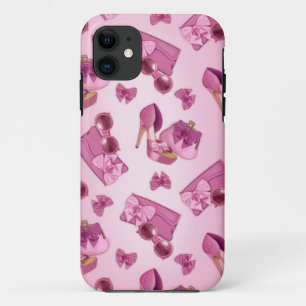 ピンクの小剣および弓財布 iPhone 11 ケース