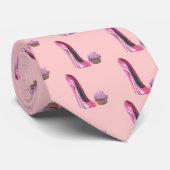 ピンクの小剣の靴およびカップケーキ ネクタイ (ロール)