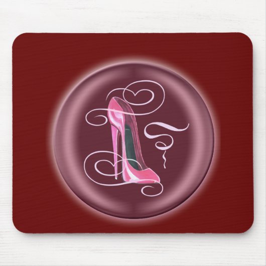 ピンクの小剣の靴3Dのデザイン マウスパッド (正面)