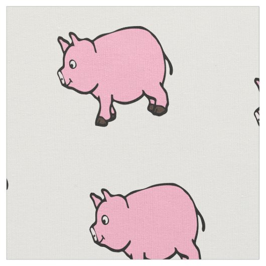 ピンクの小型ブタの生地 ファブリック (クローズアップ)